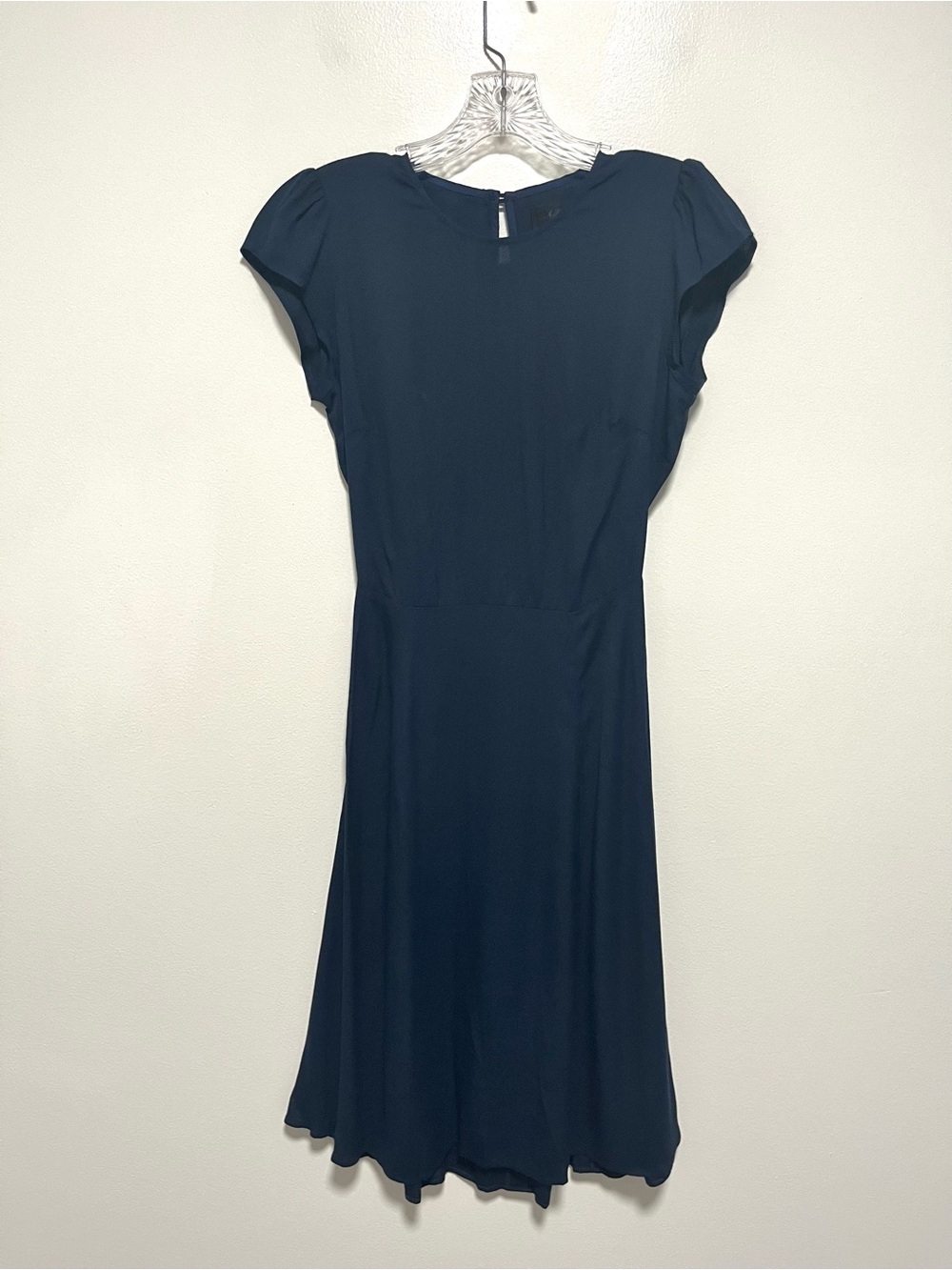 Reformation Gavin Cut Out Cap Sleeve Short Midi Dress Navy Blue Fits Like 0